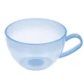 Blue translucent plastic baking bowl with handle for cream mixing and color blending. - Blue