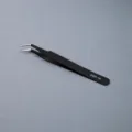 Stainless steel anti-static curved tweezers for precise pickup, black finish, durable tool. - ESD-15 (Curved Pointed Tip)