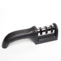 3-stage kitchen knife sharpener ergonomic black handheld tool for fast home sharpening. - Bag Packaging / Black
