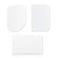3-piece plastic cake scraper set, icing smoother and dough cutter for baking DIY tools. - White 3-Piece Scraper Set