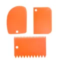 Set 3 Pezzi Raschietto per Torta in Plastica Arancione Utensile per Impasto e Pasticceria - Set raschietti arancioni da 3 pezzi