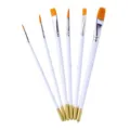 Set of 6 white handle cake decorating paint brushes for fondant and sugar flower coloring. - 6-Piece Set