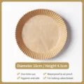 Disposable air fryer parchment paper liners, round baking paper, non-stick, 16cm diameter. - 100 Pieces/Pack / Natural Wood Color