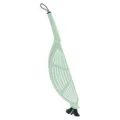 Green rice washing spoon kitchen colander tool with black base and hanging loop handle - Teal