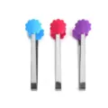 Mini pince à aliments en acier inoxydable avec têtes en silicone coloré pour glaçons. - Mini pinces à nourriture en forme de fleur