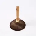Cepillo de limpieza de pelo de mango de madera barbero cuello duster vinilo disco - Color madera natural