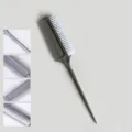 Double-sided hair styling comb with fine teeth and soft bristles for precise styling and parting. - Gray