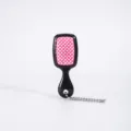 Mini hair brush keychain portable detangling comb pocket size black pink cute bag pendant - Black