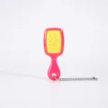 Mini vent hair brush keychain portable hollow styling comb cute bag pendant accessory - Pink