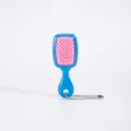 Mini vented hair brush keychain, cute portable travel paddle comb bag pendant accessory. - Blue