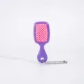 Mini vent hair brush keychain, purple and pink portable pocket hair styling comb for travel bag. - Purple