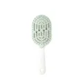 Green and white air cushion hair massage comb, ergonomic detangler styling brush. - Green