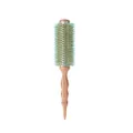 Wooden round hair brush with natural bristles for professional salon styling and voluminous curls. - Green (Large)