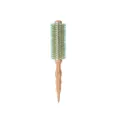 Wooden Handle Round Hair Brush with Natural Bristles for Salon Styling and Daily Home Use - Green (Small)