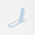 Set pettine e specchio pieghevole portatile, mini specchio da trucco da viaggio azzurro. - Blu
