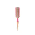 Professional wooden round hair brush with natural boar bristles for salon volume styling. - Pink (Large)