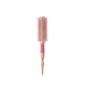 Wooden round hair brush with natural boar bristles for styling and curling salon use. - Pink (Medium)