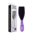 Electroplated massage hair comb, ergonomic detangling brush for smooth hair care and daily styling. - Box Packaging / Electroplated Purple