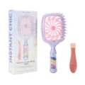 Brosse à cheveux incurvée creuse avec élastiques colorés et griffe de nettoyage en coffret. - Boîte cadeau / Mauve Clair
