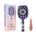 Ensemble de brosse à cheveux ventilée avec élastiques colorés et outil pour coiffure quotidienne - Boîte cadeau / Violet foncé