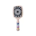 Brosse à cheveux creuse avec élastiques colorés, brosse beige pour soins secs et humides. - Sac OPP / Kaki