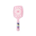 Spazzola per capelli rosa traforata con graziosi elastici colorati nel manico trasparente. - Sacchetto OPP / Rosa