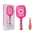 Set spazzola per capelli ventilata con elastici colorati e pratico strumento per lo styling. - Scatola regalo / Rosso rosa