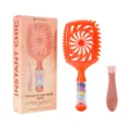 Spazzola per capelli cava con elastici colorati e strumento di pulizia per styling asciutto. - Scatola regalo / Arancione
