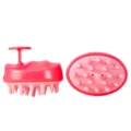Cepillo de masaje de cuero cabelludo de silicona rosa champú con mango portátil variante - Rosa