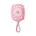 Brosse à cheveux rose creuse avec poils spirales, peigne démêlant portable pour usage quotidien. - Sac OPP / Rose