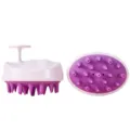 Cepillo de masaje para cuero cabelludo de silicona portátil bicolor para cuidado capilar. - Púrpura