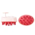 Cepillo de masaje para el cuero cabelludo de silicona portátil para champú y mascotas. - Rojo