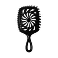 Brosse à cheveux incurvée noire en plastique avec trous d'aération pour un démêlage rapide. - Sac OPP / Noir