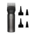 Botella para teñir el cabello cepillo aplicador peine salón kit de herramientas de color 5oz - 1 Botella + 2 Tapas de Boquilla / Negro