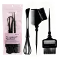 Ensemble d'outils de coloration capillaire professionnel avec fouet, peignes et brosses pour salon. - Rose Emballé / Noir Solide