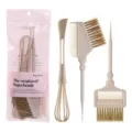 Kit d'outils de coloration avec sachet rose, brosse multifonctionnelle et fouet de teinture. - Rose Emballé / Jaune Camel Solide