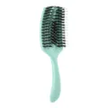 Mint green curved vent hair brush, hollow styling massage comb for detangling wet dry hair. - Green