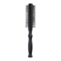 Schwarze runde Haarbürste mit Holzstrukturgriff für professionelles Styling und Locken. - G088 Stil / L