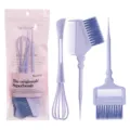 Kit d'outils de coloration capillaire violet avec fouet, peigne double face et brosse de salon. - Rose Emballé / Bleu Doux Solide