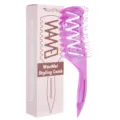 Pink Marble Hair Styling Comb Curl Defining Brush Professional Salon Hair Tool Variant - OPP Bag / Marbled Nylon Transparent Teeth - Purple
