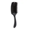 Black curved vent hair brush for blow drying and styling, smooth detangling massage comb tool. - Black