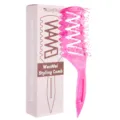 Pink hair styling comb cushion brush for curly hair definition and daily hair styling tools. - OPP Bag / Marbled Nylon Transparent Teeth - Pink
