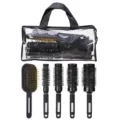 Hairbrush set with air cushion paddle brush and round styling roller brushes in clear bag - PVC Bag / Style 2 Black 5-Piece Set