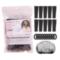 Kit de rouleaux à cheveux en mousse noire avec bigoudis de nuit chouchous et filet de coiffure. - Rose en sachet / Kit bigoudis de nuit noir