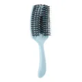 Curved Vented Hair Brush with Boar Bristles for Fast Blow Drying and Scalp Massage Styling - Blue