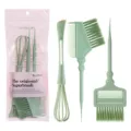 Ensemble de pinceaux de coloration bol mélangeur fouet salon professionnel kit de teinture - Rose Emballé / Vert Bambou Solide