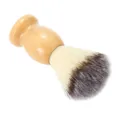 Retro wooden handle shaving brush detail shot, soft bristles for men's daily beard grooming. - Natural Wood Color