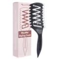 Professional hair styling comb curved vent brush for curling and volume hair dressing tool main - Solid Nylon Transparent Teeth - Black