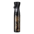 Black 200ml continuous hair spray bottle with gold barber tool graphics, fine mist bottle. - Hairdressing on Black Background 300ml Large