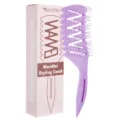 Purple curved vented hair styling comb for effortless detangling and professional daily care. - Solid Nylon Transparent Teeth - Purple